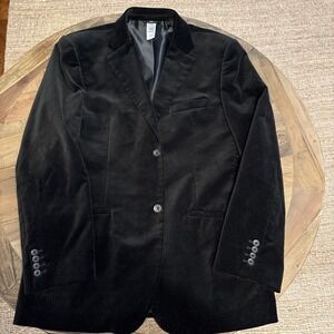 CLAIBORNE Luxe Velvet Black Modern Fit Blazer Men's Jacket Glam Size Large